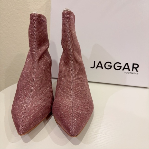 Jaggar Pink Decadence Ribbed Sock Boot in Grape Kitten Heel Bootie NIB 36/38/40 - Picture 3 of 16